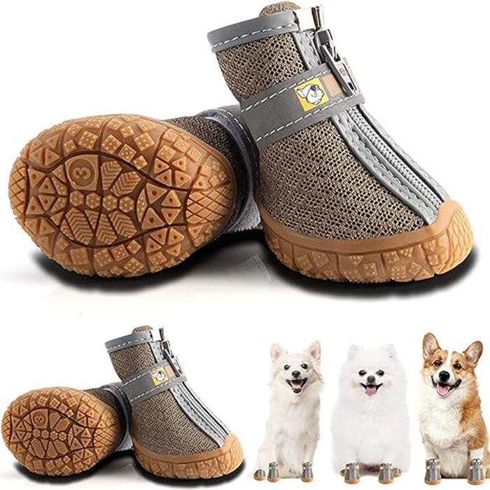 Dog Hiking Boots with Reflective & Adjustable Strap Zipper Closure